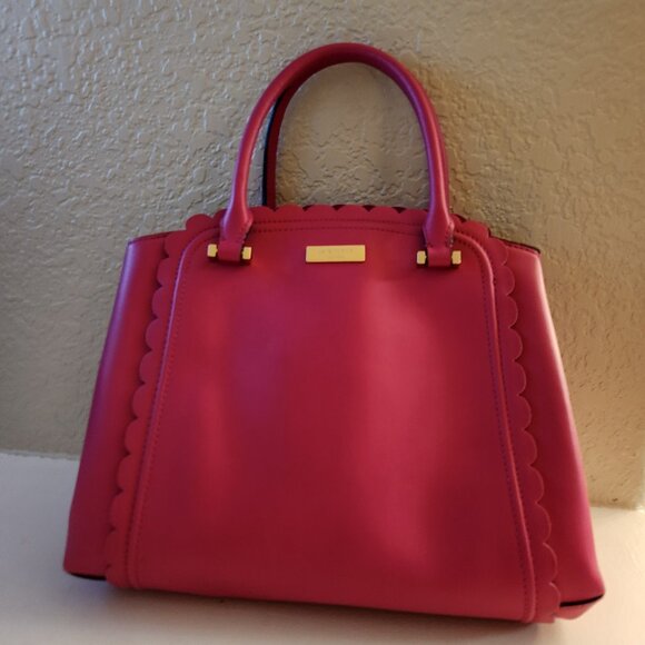 Nwot Kate Spade NY Linzi Pink Leather Scalloped Satchel Tote Purse - Picture 3 of 14